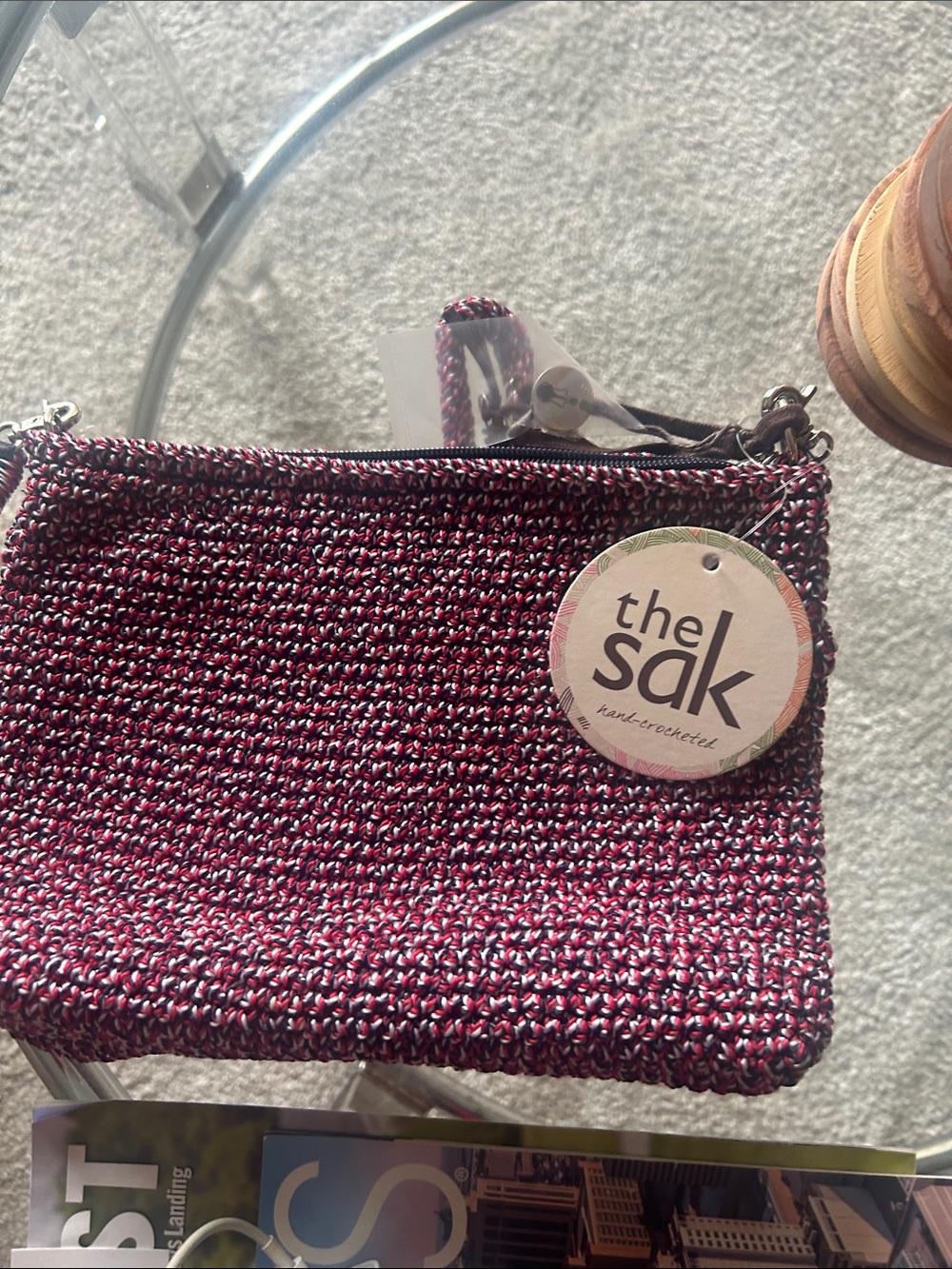 The Sak Burgundy Woven Crossbody Bag